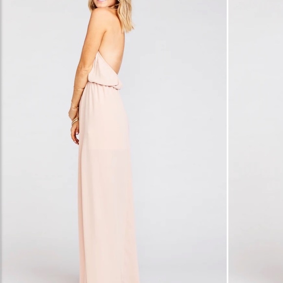 Show Me Your Mumu Heather Halter Dress Dusty Blush Crisp XSmall - Picture 2 of 5